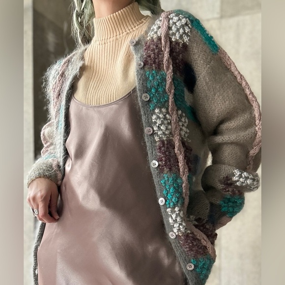 Lauren Hansen Sweaters - Vintage Cozy Multicolor Knit Wool Cardigan